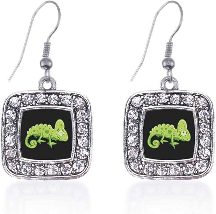 Inspired Silver - Silver Square Charm French Hook Drop Earrings with Cubic Zirconia Jewelry