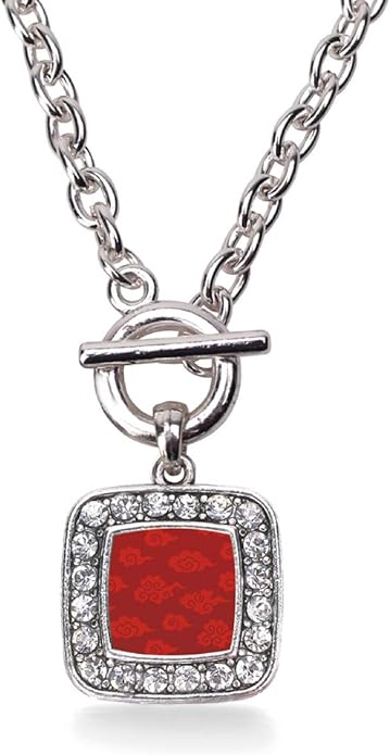 Inspired Silver - Silver Square Charm 18 Inch Necklace with Cubic Zirconia Jewelry