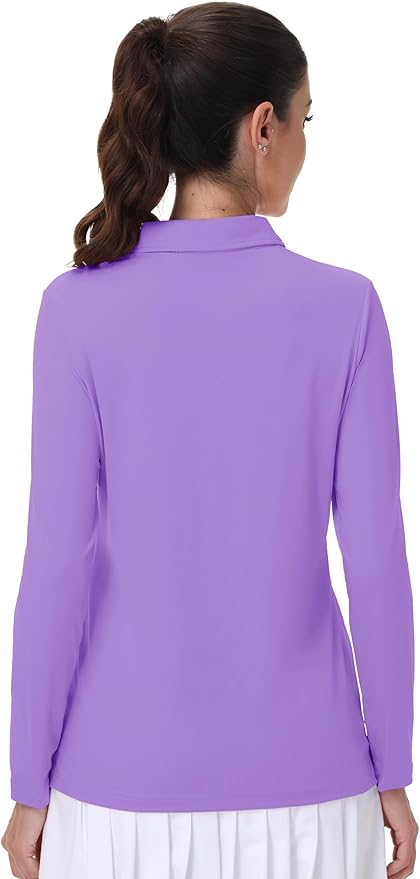 MAGCOMSEN Women's Polo Shirts Long Sleeve Golf Shirt Quick Dry UPF 50+ Sun Protection Lightweight Tennis Shirts