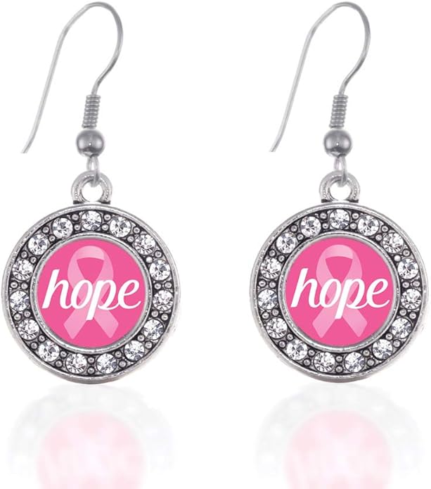 Inspired Silver - Silver Circle Charm French Hook Drop Earrings with Cubic Zirconia Jewelry