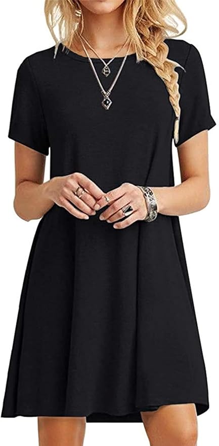 MOLERANI Women's Casual Plain Simple T-Shirt Loose Dress