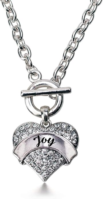 Inspired Silver - Silver Pave Heart Charm 18 Inch Necklace with Cubic Zirconia Jewelry