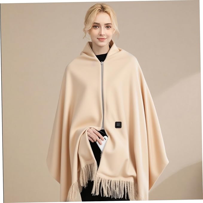 Heated Shawl Wraps for Women, 27x79inch 3 Gear Temperature Soft Warm Wearable Heated Blanket, Blankets Scarf for Winter Home Office(Khaki)