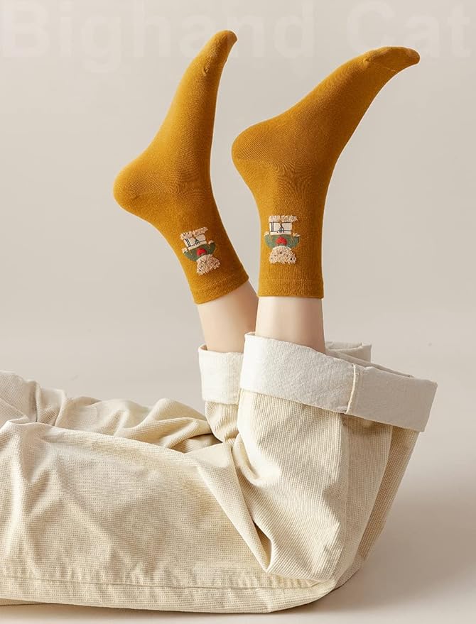 IIG 3-6 Pairs Womens Cute Animal Patterned Funny Novelty Cotton Crew Socks