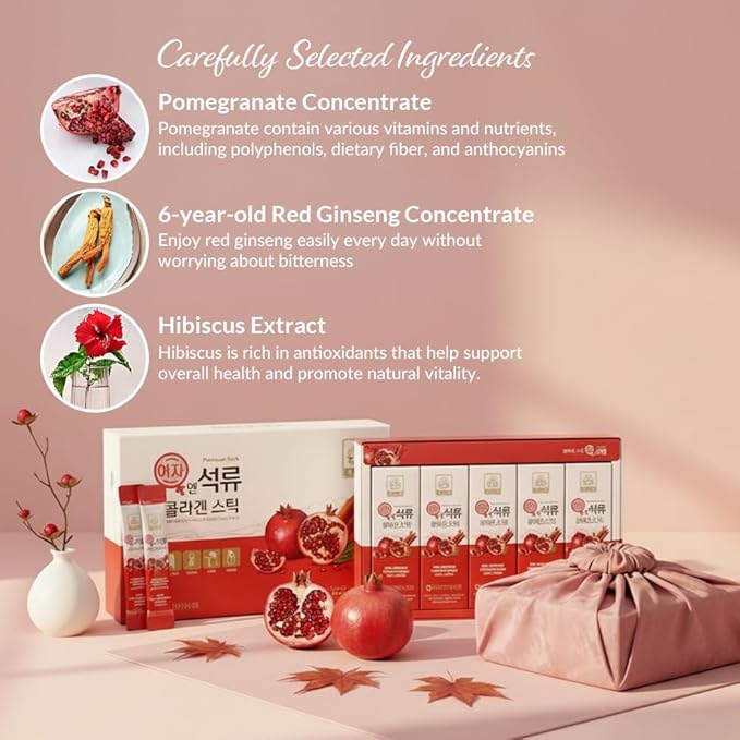 ZIOSTAND Korean Beauty Baekje Geumsan Women's Pomegranate Collagen Jelly Stick 5.1oz / 30 Count (5 Pack)