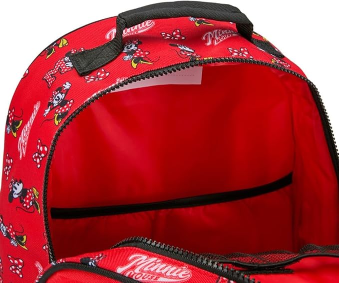 Disney Store Official Minnie Mouse Collegiate Backpack - Kids Backpack with Embroidered Accents, Adjustable Straps, Zip Compartments & Mesh Pockets, Screen Art Featuring Minnie Mouse