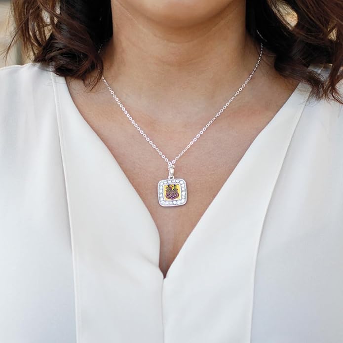 Inspired Silver - Silver Square Charm 18 Inch Necklace with Cubic Zirconia Jewelry