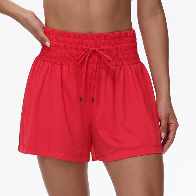 Blaosn Flowy Athletic Shorts for Women Gym Workout Running Short Pants High Waist Skort with Pocket Casual Summer Clothes