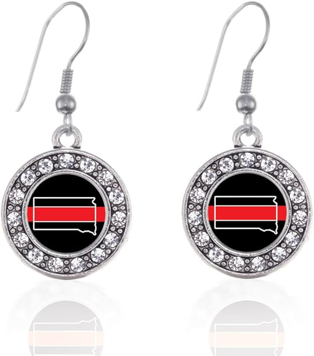 Inspired Silver - Silver Circle Charm French Hook Drop Earrings with Cubic Zirconia Jewelry