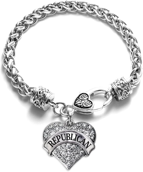 Inspired Silver - Silver Pave Heart Charm Bracelet with Cubic Zirconia Jewelry
