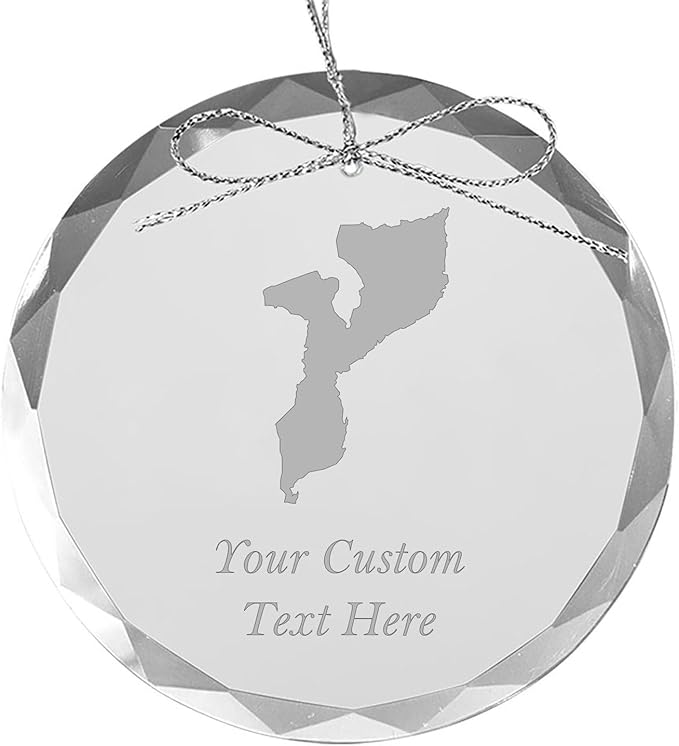 Mozambique, Personalized Travel Christmas Ornament – Customized Engraved Glass Keepsake - Custom Family Trip & Vacation, 2024, 2025, 2026, 2027 & Name – Destination Xmas Holiday Ornament