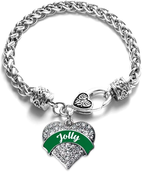 Inspired Silver - Silver Pave Heart Charm Bracelet with Cubic Zirconia Jewelry