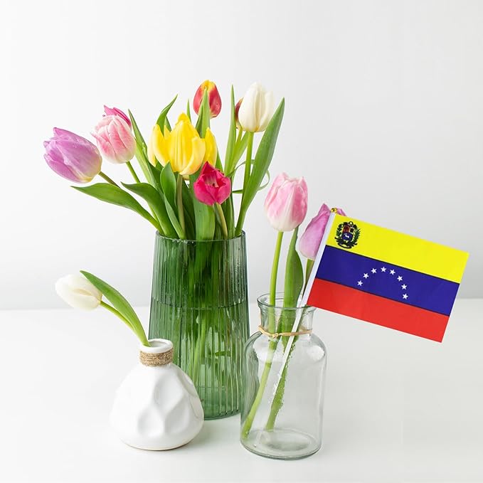 Venezuela Flag Small Venezuelan Flag 12 Pack Mini Hand Held Venezuelan Flags on Sticks for Party Parades Sports Events Patriotic Holiday Decorations