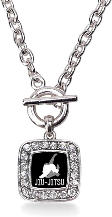 Inspired Silver - Silver Square Charm 18 Inch Necklace with Cubic Zirconia Jewelry
