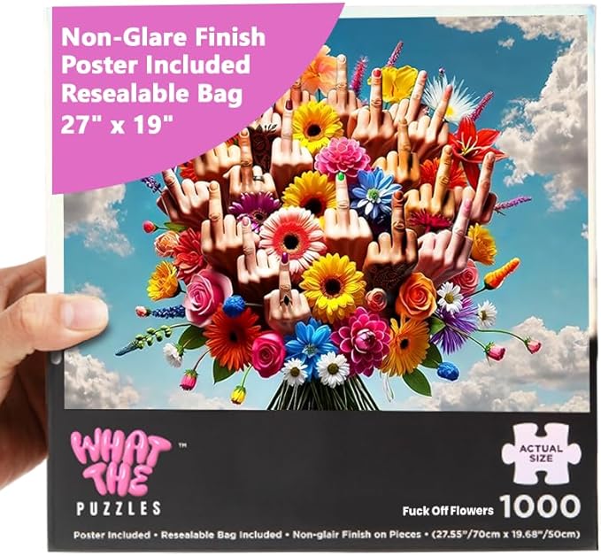 What The Puzzles - Challenging Jigsaw Puzzles 1000 Pieces, Difficult Brain Teaser Puzzles for Adults (Floral)