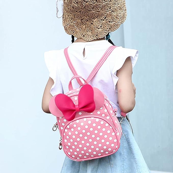 Voikukka Cute Mini Mouse Backpack for Toddler Girls Leather Kid Crossbody Bag Small Kids Mini Backpack Pink Toddler Cross Body Purse Travel Toys Baby Girl Backpacks