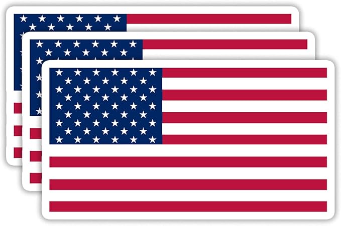 (3PCS) America Flag stickers, Countries Flag Stickers - Waterproof Vinyl Decals For Laptops, Tumblers, Water Bottles, Books, Scrapbooks, Size 3 x 1.7 Inch