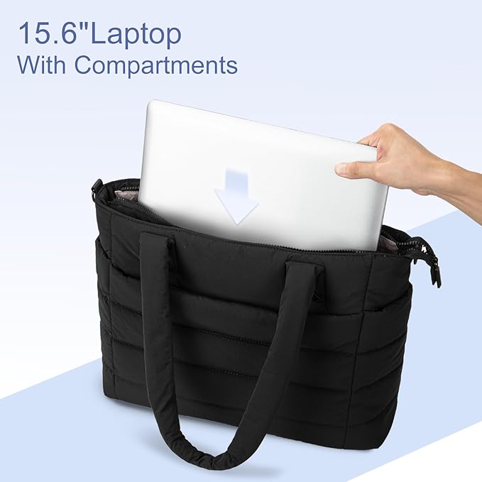 Tote Bag for Women Puffer Work Tote Handbag Large Quilted Nurse Bag with Zipper for Travel