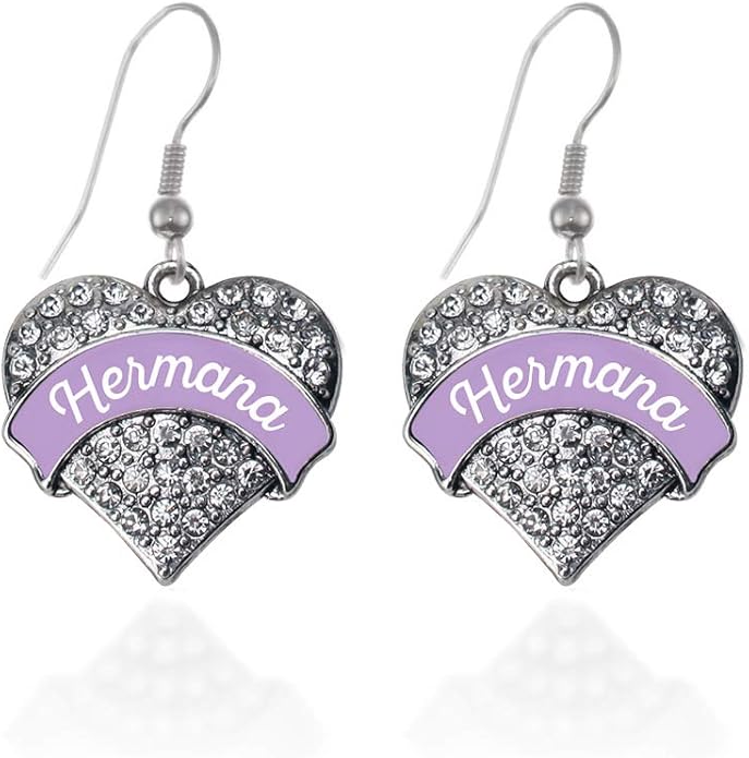 Inspired Silver - Silver Pave Heart Charm French Hook Drop Earrings with Cubic Zirconia Jewelry
