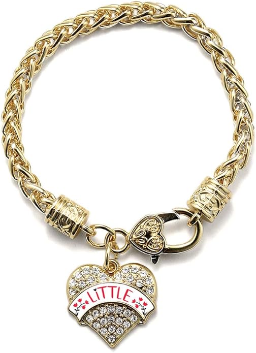 Inspired Silver - Gold Pave Heart Charm Bracelet with Cubic Zirconia Jewelry