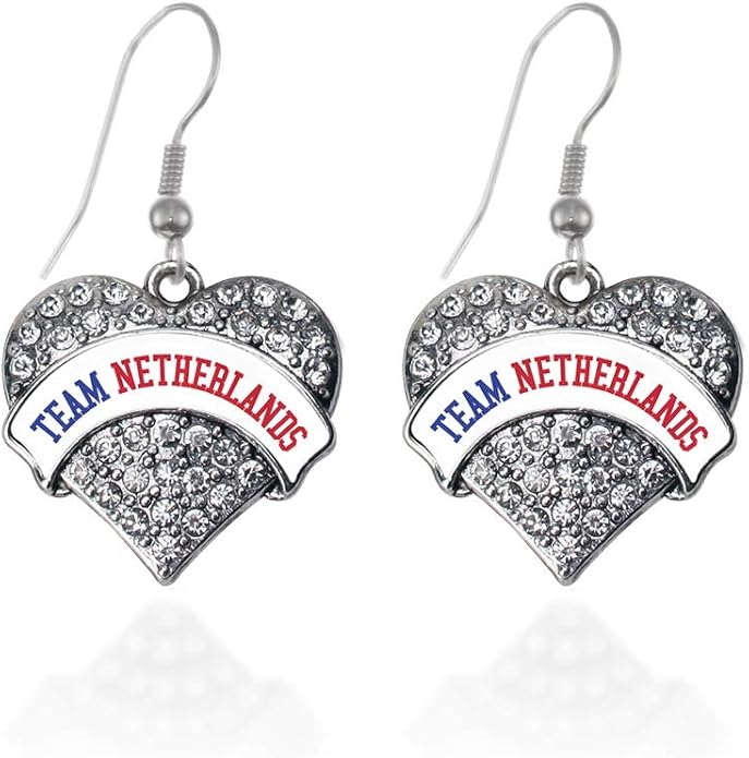 Inspired Silver - Silver Pave Heart Charm French Hook Drop Earrings with Cubic Zirconia Jewelry