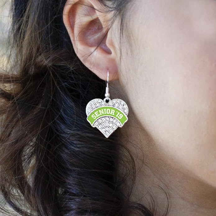 Inspired Silver - Silver Pave Heart Charm French Hook Drop Earrings with Cubic Zirconia Jewelry