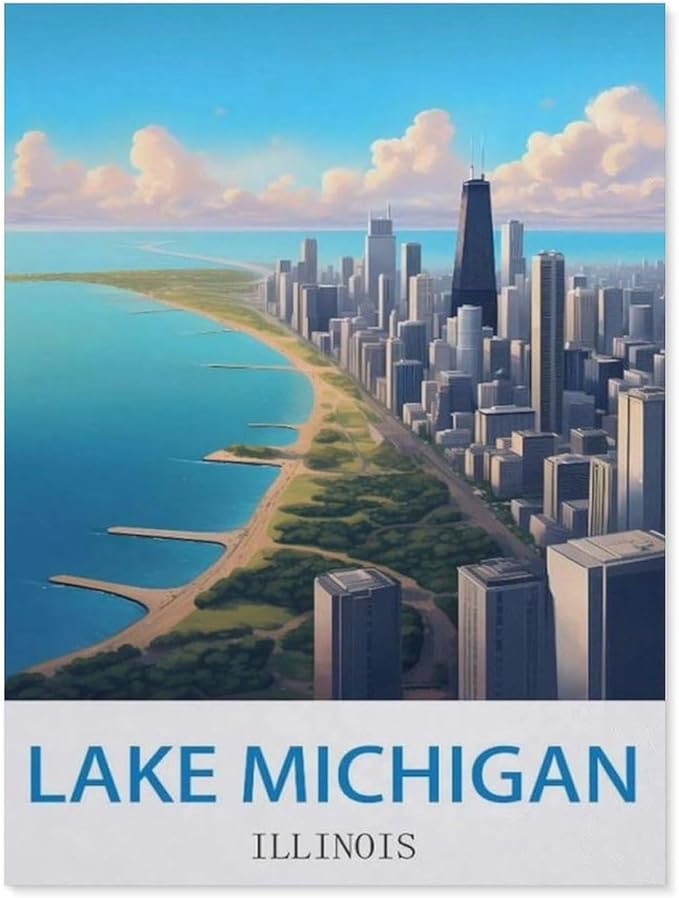 Jigsaw Puzzle 1000 Pieces for Adults，Lake Michigan Illinois，Teens Boys Girls Puzzles Premium Quality Fun Family Challenging Puzzles for Birthday（75x50cm）-CO49