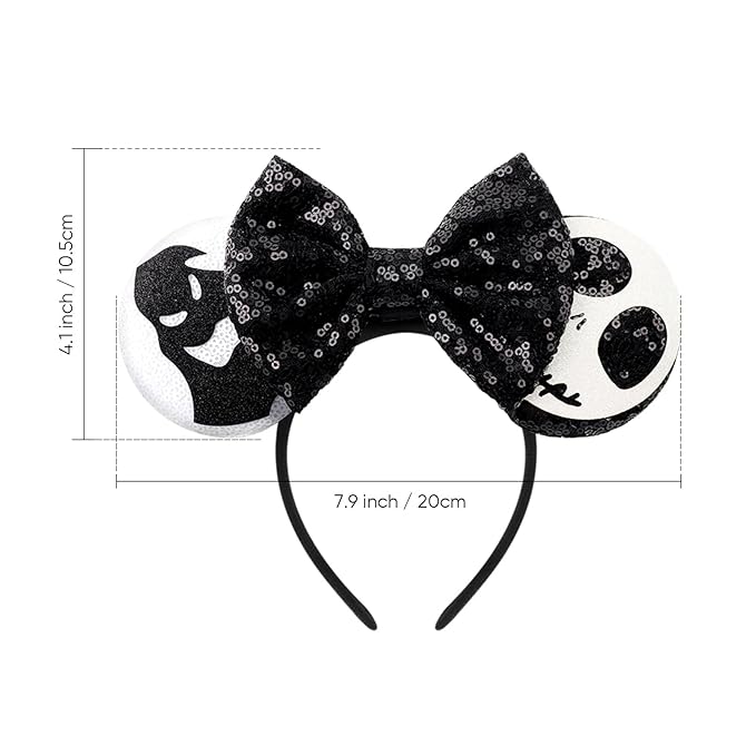 DRESHOW Halloween Mouse Ears Headbands for Women Mouse Ear Headband with Bow Glitter Party Decoration Costume Hair Accessory for Women