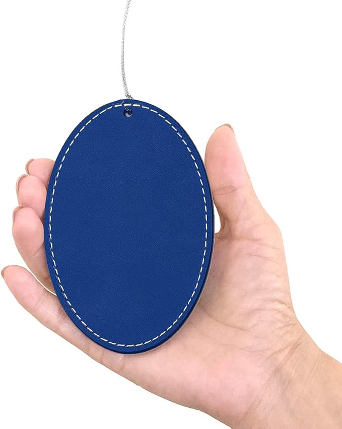 LaserGram Personalized Christmas Ornament, Flag of South Korea, Faux Leather, Custom Laser Engraved Gift Idea (Oval Shape, Dark Blue)