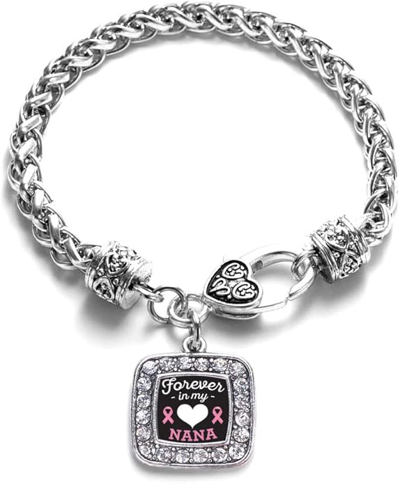 Inspired Silver - Silver Square Charm Bracelet with Cubic Zirconia Jewelry