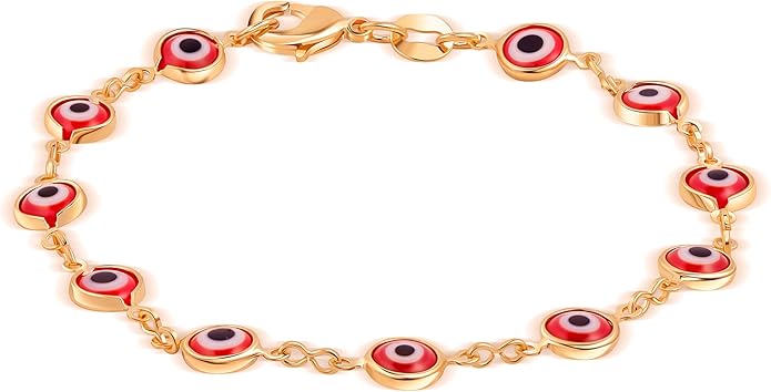 Barzel 18K Gold Plated Multicolored Evil Eye Bracelet for Women - Made in Brazil