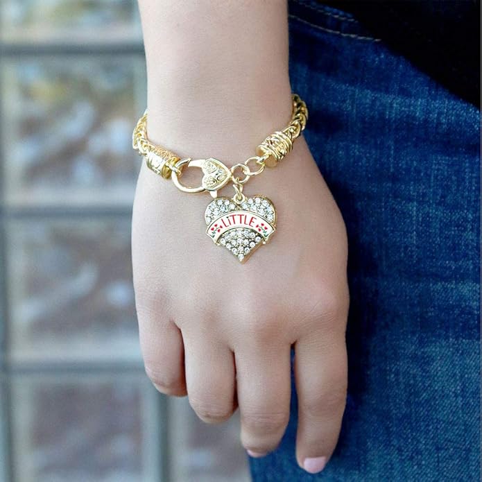 Inspired Silver - Gold Pave Heart Charm Bracelet with Cubic Zirconia Jewelry