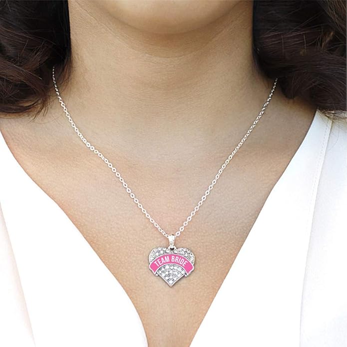 Inspired Silver - Silver Pave Heart Charm 18 Inch Necklace with Cubic Zirconia Jewelry