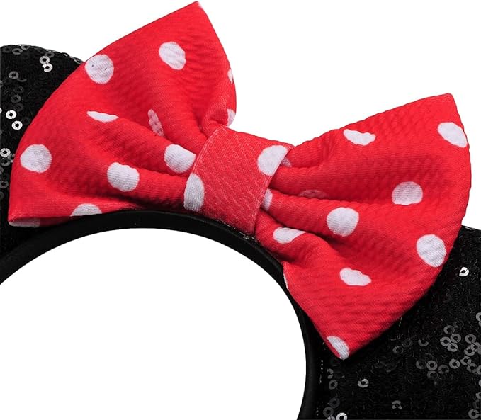 FANYITY Mouse Ears, Sequin Mouse Ears Headband for Girls Women Halloween Birthday Party (Pink dots)
