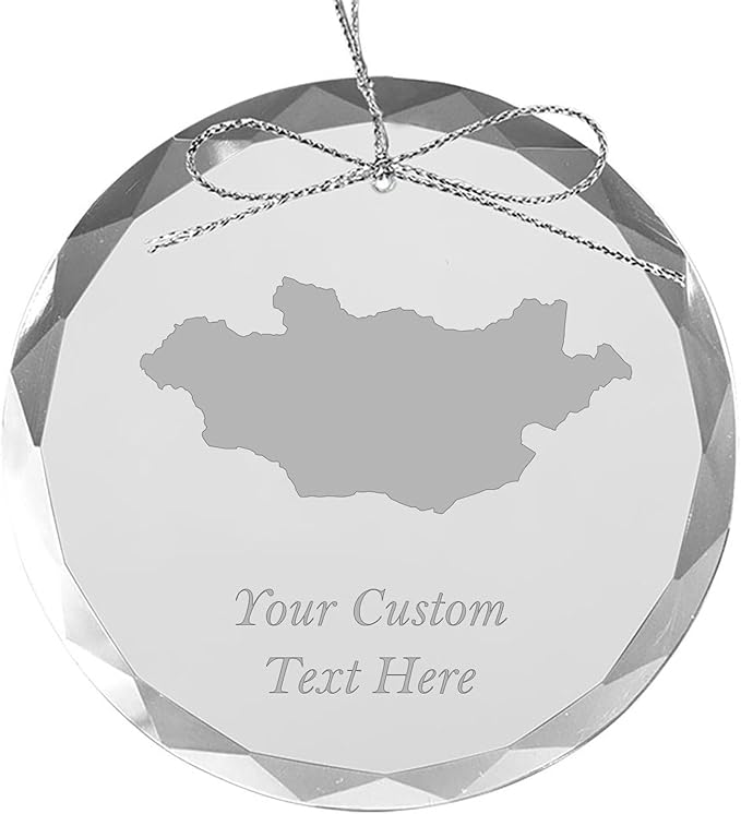Mongolia, Personalized Travel Christmas Ornament – Customized Engraved Glass Keepsake - Custom Family Trip & Vacation, 2024, 2025, 2026, 2027 & Name – Destination Xmas Holiday Ornament