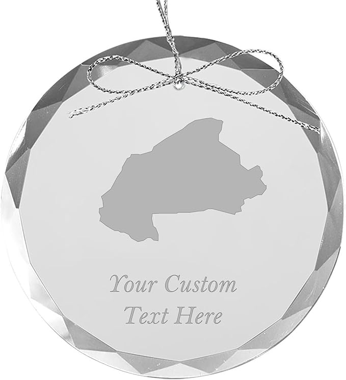 Burkina Faso, Personalized Travel Christmas Ornament – Customized Engraved Glass Keepsake - Custom Family Trip & Vacation, 2024, 2025, 2026, 2027 & Name – Destination Xmas Holiday Ornament