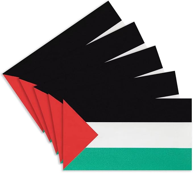 CANTENDO 5Pcs Palestine Flag Decal Sticker - Palestinian Flags Reflective Vinyl Car Stickers - for Car Window Bumper Waterproof Sticker (2.5 x 4.5 Inch)