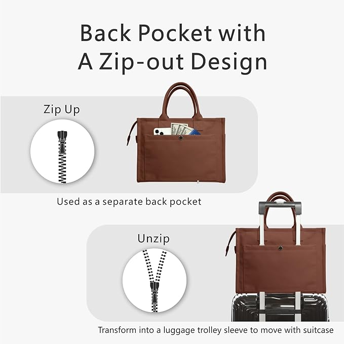 TOPDesign Heavy-Duty Canvas Tote Bag for Women, Adjustable Crossbody/Shoulder Handbag with 9 Pockets, Everything Tote