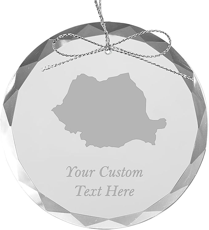 Romania, Personalized Travel Christmas Ornament – Customized Engraved Glass Keepsake - Custom Family Trip & Vacation, 2024, 2025, 2026, 2027 & Name – Destination Xmas Holiday Ornament