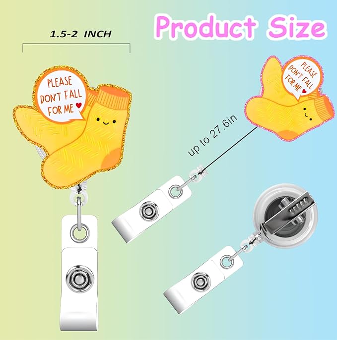 Don’t Fall for Me Badge Reels Retractable Sock Funny Cute Badge Holder with Badge Reel ID Clip Name Tag Card Tag Card Badge Clip Acrylic Accessories Gifts Nurse
