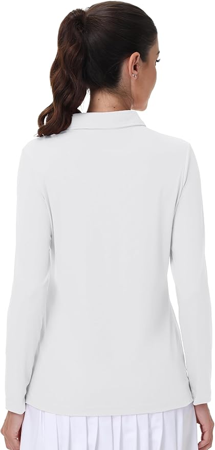 MAGCOMSEN Women's Polo Shirts Long Sleeve Golf Shirt Quick Dry UPF 50+ Sun Protection Lightweight Tennis Shirts