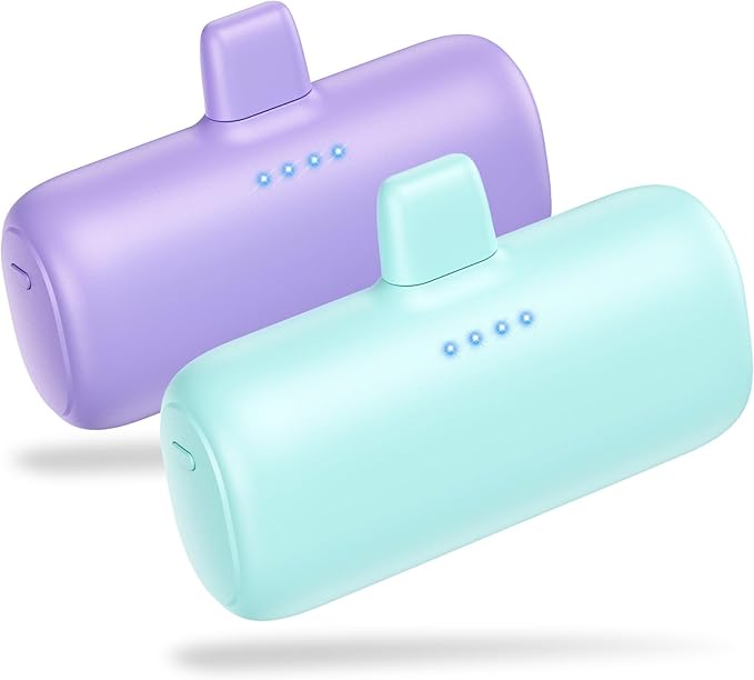 [2-Pack] Mini Portable Charger for iPhone,5200mAh Ultra Compact PD Fast Charging Power Bank,Plug-in Battery Pack Travel Cordless Phone Charger,Compatible with iPhone 14/14Pro/13/12/11/X/8/7/6plus etc
