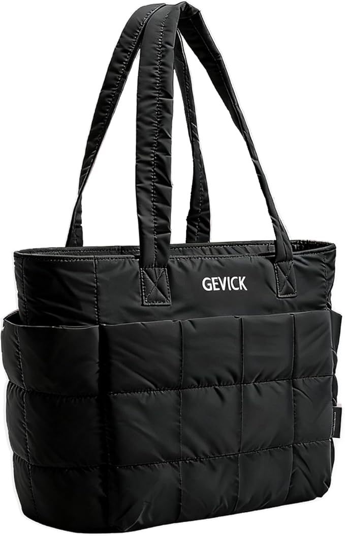 Expandable Tote Bag for Women, Lightweight Puffy Tote Bag with Compartments Quilted Shoulder Bag,