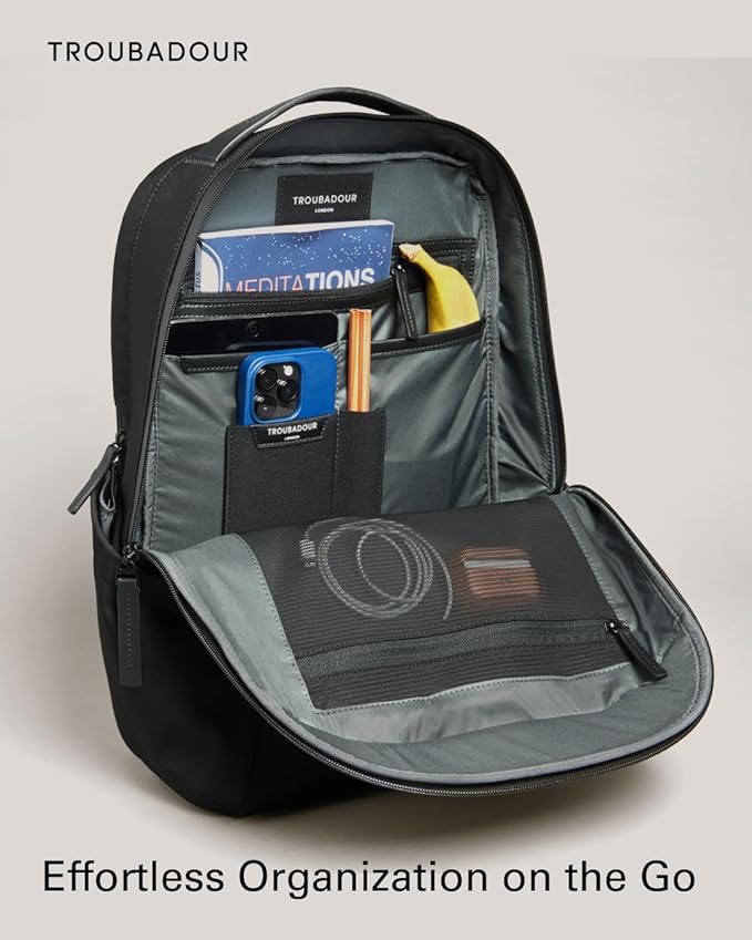 Troubadour Apex 3.0-22L Premium Laptop Backpack - Ergonomic & Water Resistant - Designed for Work and Travel - Black