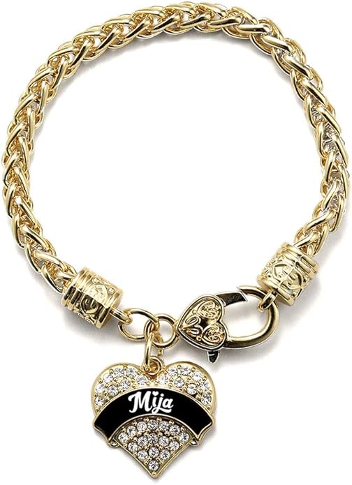 Inspired Silver - Gold Pave Heart Charm Bracelet with Cubic Zirconia Jewelry