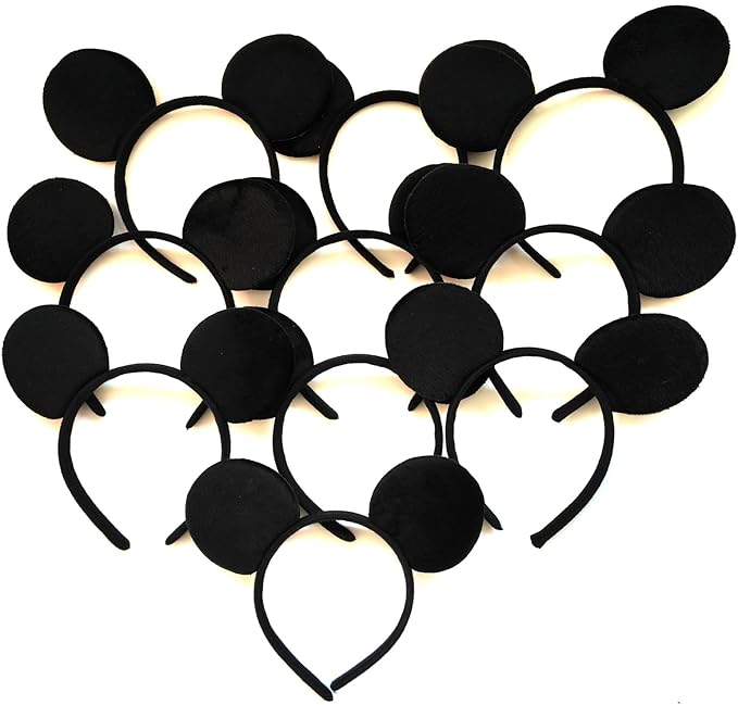 NEWTGAN 20 PCS Mouse Ears Headbands for Birthday Party Theme Park Costume Play Celebration for Boys and Girls (3color)