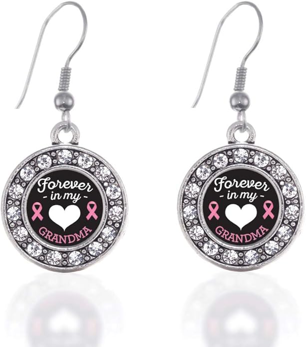 Inspired Silver - Silver Circle Charm French Hook Drop Earrings with Cubic Zirconia Jewelry