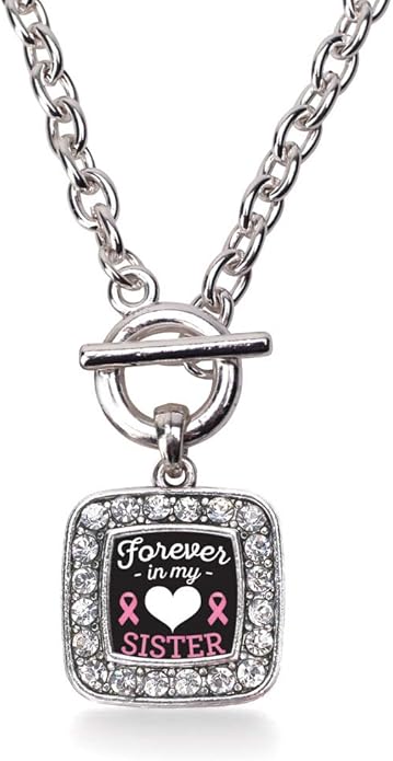 Inspired Silver - Silver Square Charm 18 Inch Necklace with Cubic Zirconia Jewelry