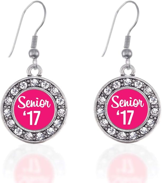 Inspired Silver - Silver Circle Charm French Hook Drop Earrings with Cubic Zirconia Jewelry