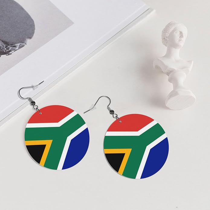 Round Faux Leather Earrings for Women Lightweight Double-Side Printed Drop Dangle Earring for Festival Party Gift